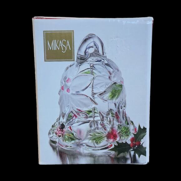 Crystal Mikasa Holiday Bloom Poinsettia Ornament Bell Christmas Decor NIB - Picture 2 of 7
